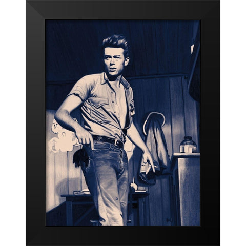 James Dean Blue Poster Black Modern Wood Framed Art Print by Urban Road