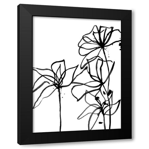 Ink Flowers I Poster Black Modern Wood Framed Art Print with Double Matting by Urban Road