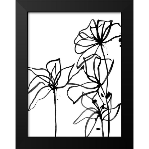 Ink Flowers I Poster Black Modern Wood Framed Art Print by Urban Road