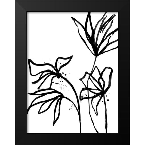 Ink Flowers II Poster Black Modern Wood Framed Art Print by Urban Road