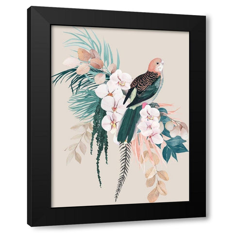 Jade Rosella Poster Black Modern Wood Framed Art Print by Urban Road