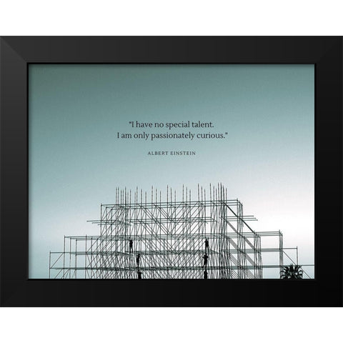 Albert Einstein Quote: Passionately Curious Black Modern Wood Framed Art Print by ArtsyQuotes