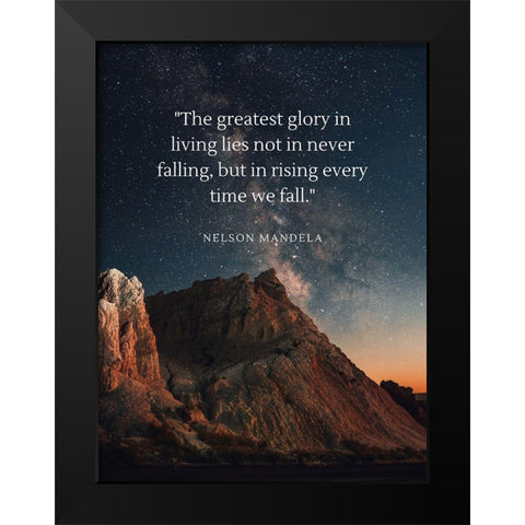 Nelson Mandela Quote: Rising Every Time Black Modern Wood Framed Art Print by ArtsyQuotes