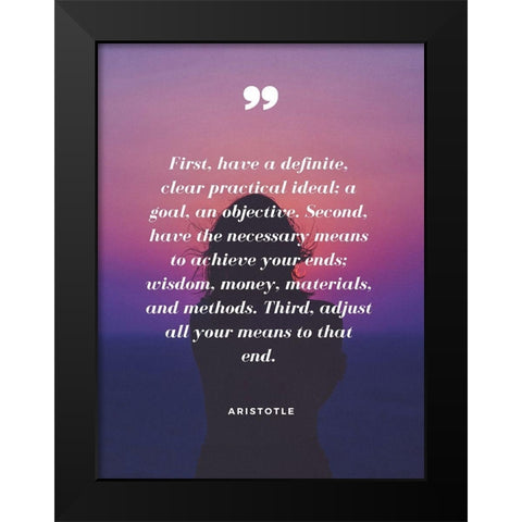 Aristotle Quote: Clear Practical Idea Black Modern Wood Framed Art Print by ArtsyQuotes