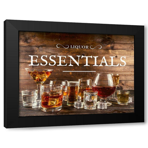Artsy Quotes Quote: Liquor Essentials Black Modern Wood Framed Art Print with Double Matting by ArtsyQuotes