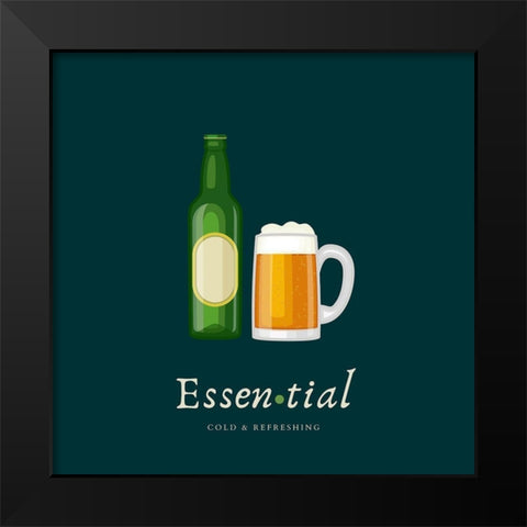 Artsy Quotes Quote: Essential Beer Black Modern Wood Framed Art Print by ArtsyQuotes