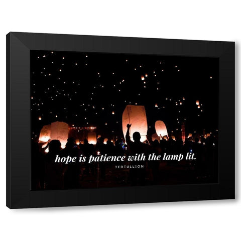 Tertullian Quote: Hope is Patience Black Modern Wood Framed Art Print with Double Matting by ArtsyQuotes