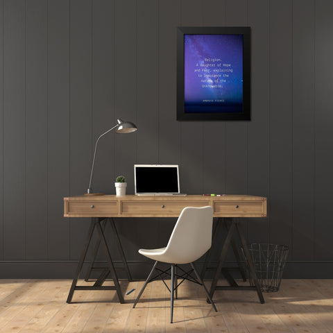 Ambrose Bierce Quote: Religion Black Modern Wood Framed Art Print by ArtsyQuotes