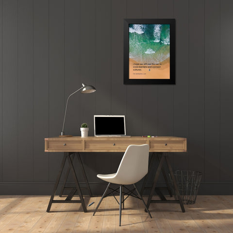 Tim Berners-Lee Quote: Cross Barriers Black Modern Wood Framed Art Print by ArtsyQuotes
