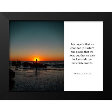 Annie Leibovitz Quote: Continue to Nurture Black Modern Wood Framed Art Print by ArtsyQuotes