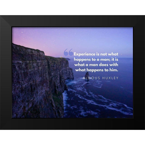Aldous Huxley Quote: Experience Black Modern Wood Framed Art Print by ArtsyQuotes