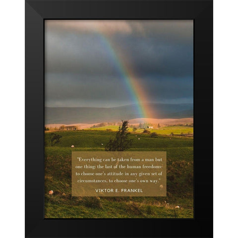 Viktor E. Frankel Quote: Human Freedoms Black Modern Wood Framed Art Print by ArtsyQuotes