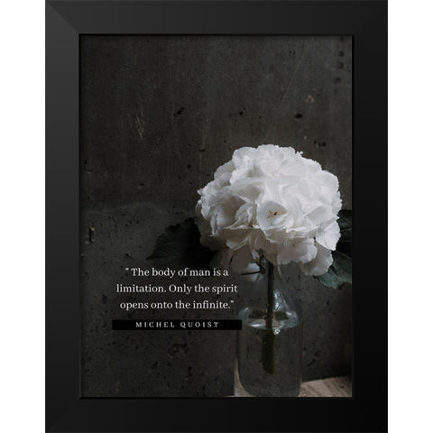 Michel Quoist Quote: The Body of Man Black Modern Wood Framed Art Print by ArtsyQuotes