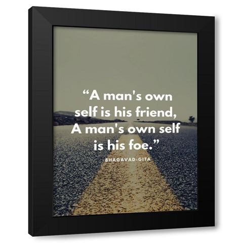 Bhagavad-Gita Quote: Own Self Black Modern Wood Framed Art Print by ArtsyQuotes