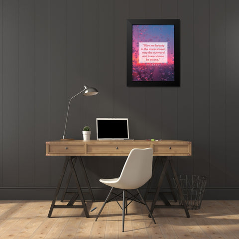 Socrates Quote: Inward Soul Black Modern Wood Framed Art Print by ArtsyQuotes
