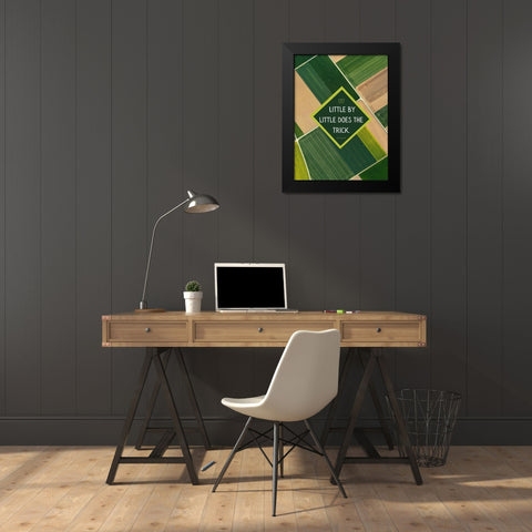 Aesop Quote: Little by Little Black Modern Wood Framed Art Print by ArtsyQuotes