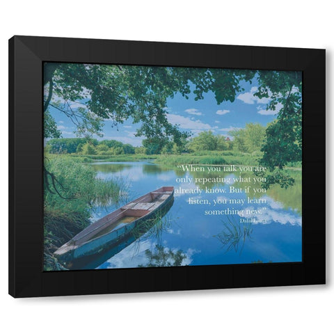 Dalai Lama Quote: Listen Black Modern Wood Framed Art Print with Double Matting by ArtsyQuotes