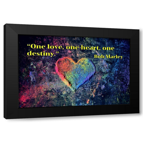 Bob Marley Quote: One Love Black Modern Wood Framed Art Print with Double Matting by ArtsyQuotes