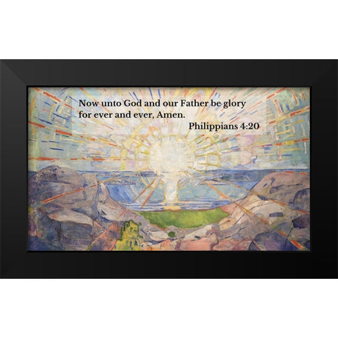 Bible Verse Quote Philippians 4:20, Edvard Munch, The Sun Black Modern Wood Framed Art Print by ArtsyQuotes
