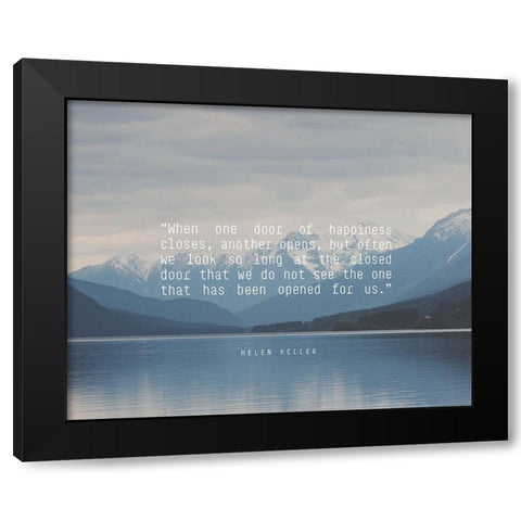 Helen Keller Quote: Door of Happiness Black Modern Wood Framed Art Print by ArtsyQuotes