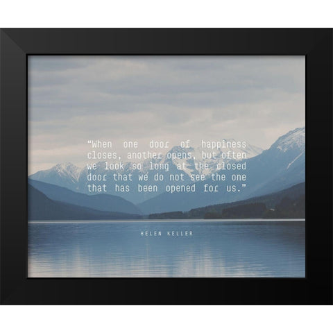 Helen Keller Quote: Door of Happiness Black Modern Wood Framed Art Print by ArtsyQuotes