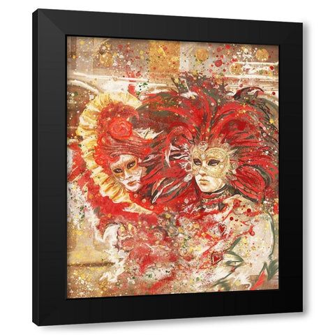 Red Venice Festive Black Modern Wood Framed Art Print by Wiley, Marta