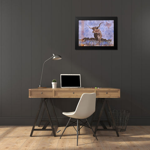 Long Horn Purple Black Modern Wood Framed Art Print by Wiley, Marta