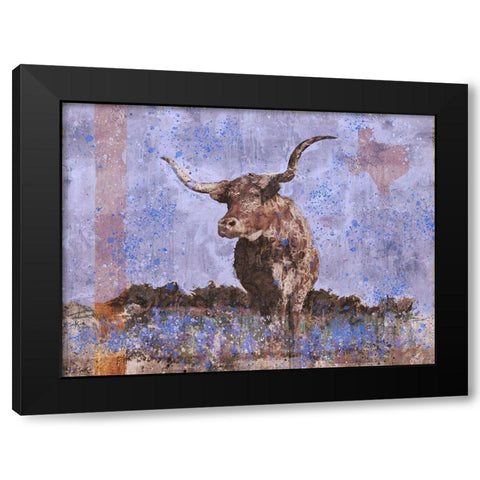 Long Horn Purple Black Modern Wood Framed Art Print by Wiley, Marta