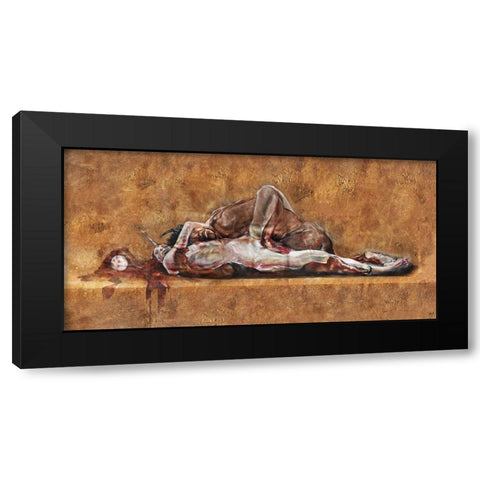 Demon And The Unicorn Black Modern Wood Framed Art Print by Wiley, Marta