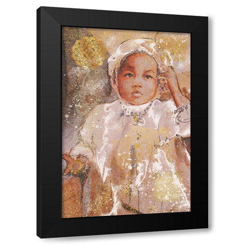 Little African Girl I Black Modern Wood Framed Art Print by Wiley, Marta