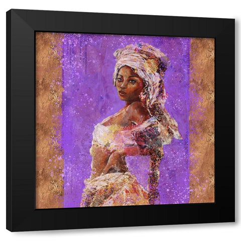 Purple African Light Black Modern Wood Framed Art Print with Double Matting by Wiley, Marta