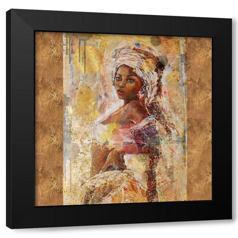 Beige African Light Black Modern Wood Framed Art Print with Double Matting by Wiley, Marta