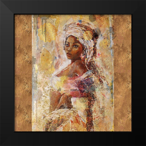 Beige African Light Black Modern Wood Framed Art Print by Wiley, Marta