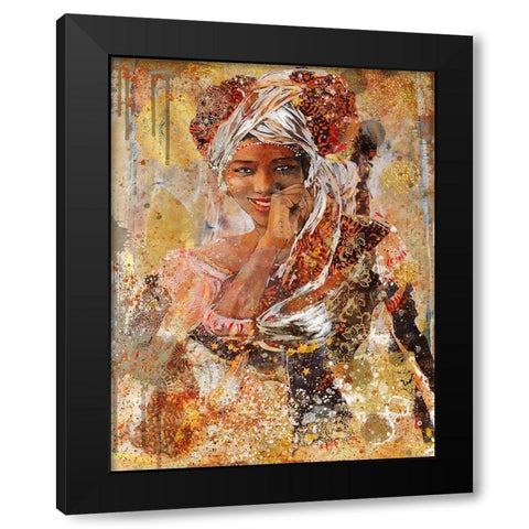 Tan African Dreams Black Modern Wood Framed Art Print by Wiley, Marta