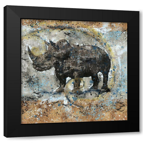 FibonacciBlue Rhino Black Modern Wood Framed Art Print by Wiley, Marta