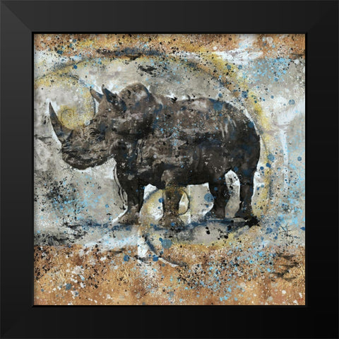 FibonacciBlue Rhino Black Modern Wood Framed Art Print by Wiley, Marta