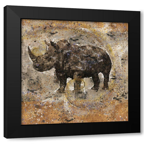 Fibonacci Ocher Rhino Black Modern Wood Framed Art Print by Wiley, Marta