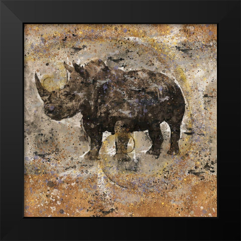 Fibonacci Ocher Rhino Black Modern Wood Framed Art Print by Wiley, Marta