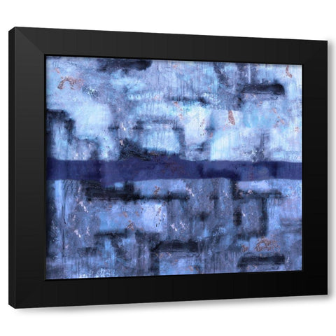 Blue Abstract XXVIIII Black Modern Wood Framed Art Print with Double Matting by Wiley, Marta