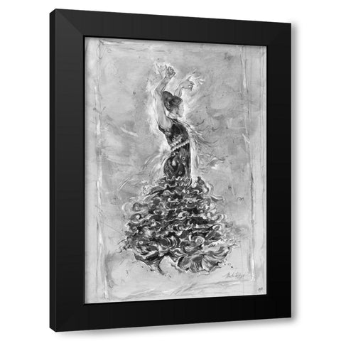 Flamenco On Linen Black Modern Wood Framed Art Print with Double Matting by Wiley, Marta
