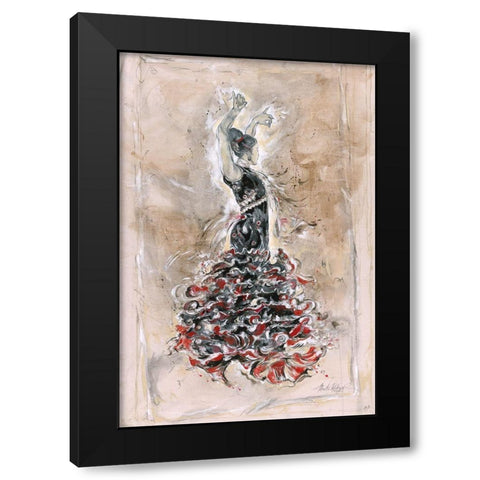 Flamenco On Linen Black Modern Wood Framed Art Print with Double Matting by Wiley, Marta