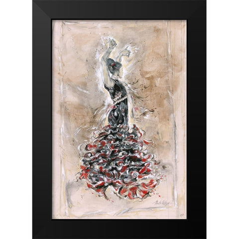 Flamenco On Linen Black Modern Wood Framed Art Print by Wiley, Marta