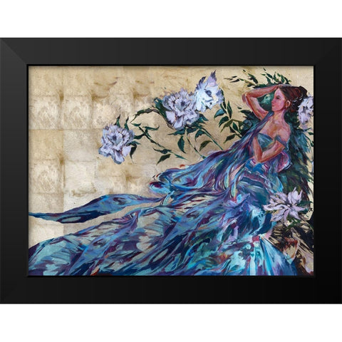 Pimavera Blue Black Modern Wood Framed Art Print by Wiley, Marta