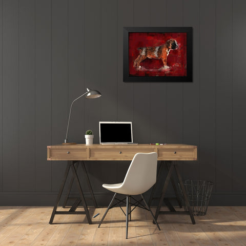 Boxer Pup Black Modern Wood Framed Art Print by Wiley, Marta