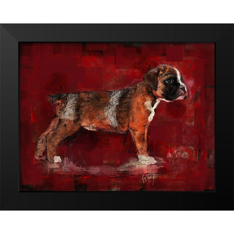 Boxer Pup Black Modern Wood Framed Art Print by Wiley, Marta
