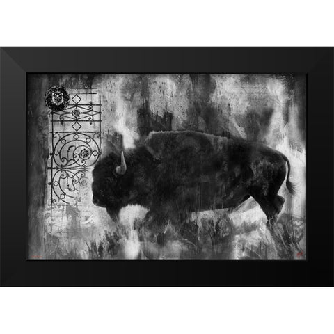 Buffalo BandW Black Modern Wood Framed Art Print by Wiley, Marta