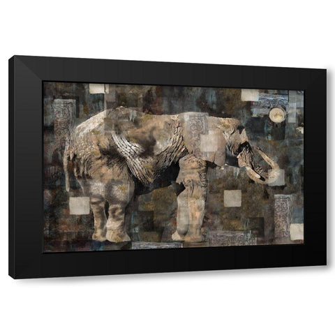 Elephant Black Modern Wood Framed Art Print by Wiley, Marta