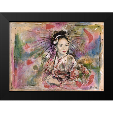Geisha Darker Colors Black Modern Wood Framed Art Print by Wiley, Marta