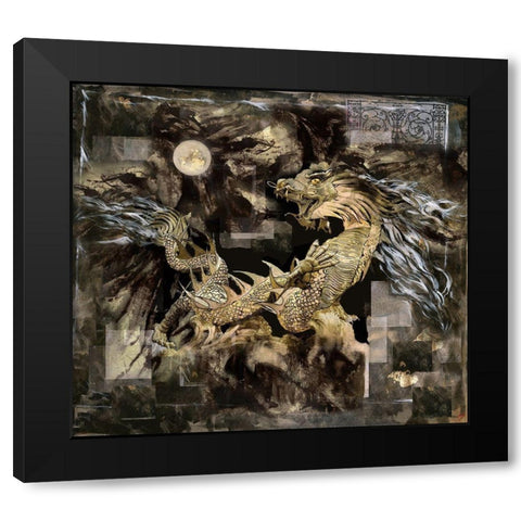 Golden Dragon Black Modern Wood Framed Art Print by Wiley, Marta