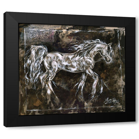White Horse Different Border Black Modern Wood Framed Art Print with Double Matting by Wiley, Marta